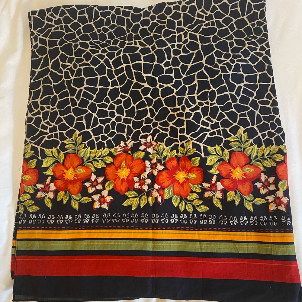 Victoria Secret Large Floral Print and Animal Print Scarf